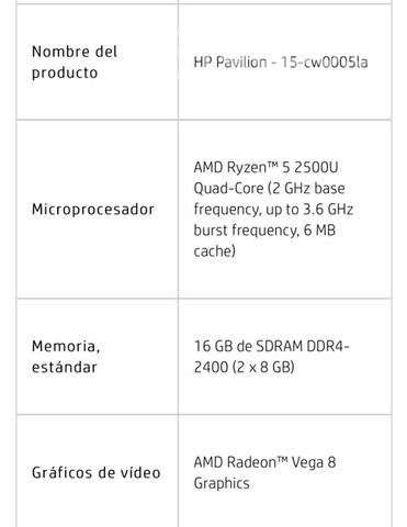 Notebook hp pavilion 15 cw0005la - Imagen 5