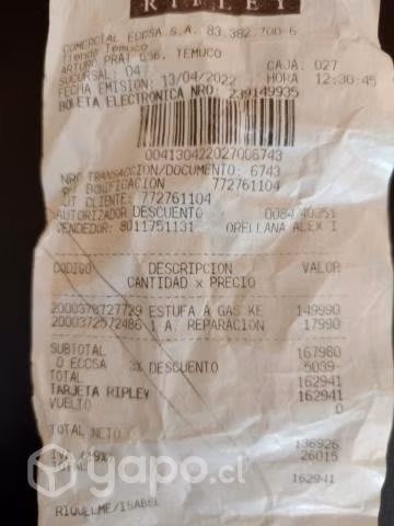Estufa a gas semi nueva