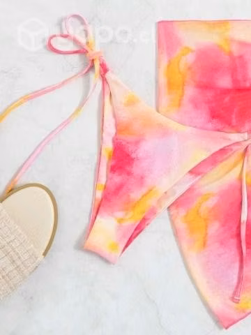 Bikini tie die rosa, incluye pareo - Imagen 3