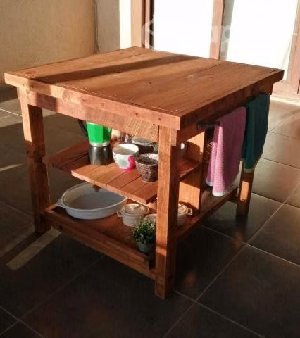 Mesa Isla de Cocina Rustica 85x85x75