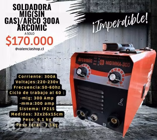 Soldadora MIG (sin gas)/Arco 300A Arcomic