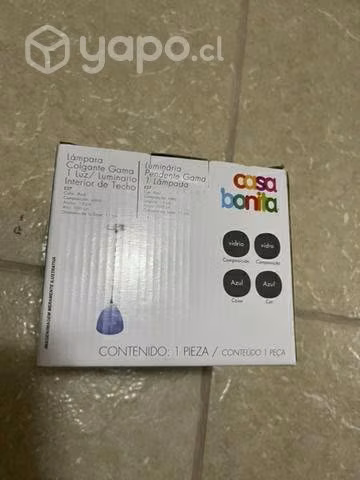 Lámpara colgante vidrio azul