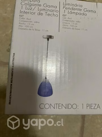 Lámpara colgante vidrio azul