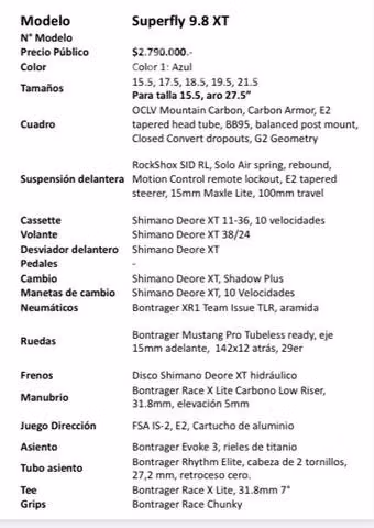Bicicleta trek superfly 9.8