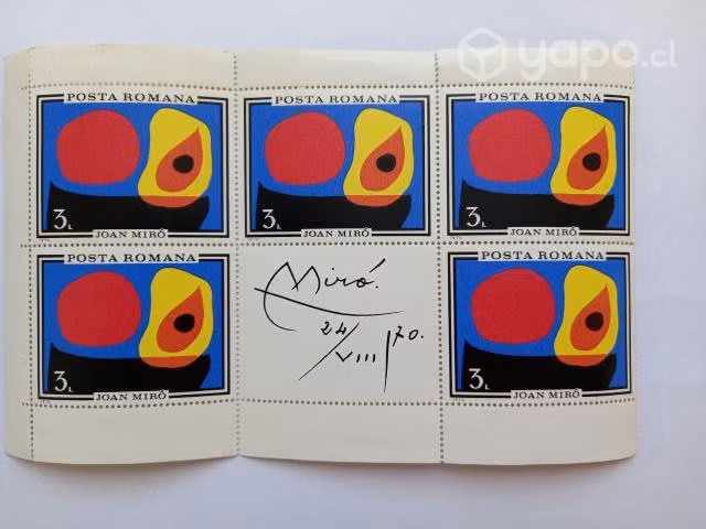 5 sellos de Rumania - cuadro Joan Miró