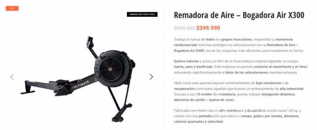 Remadora de aire ultimate fitness