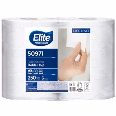 Papel higienico elite jumbo 50971 doble hoja 250 m