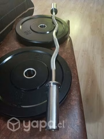 Pesas y barra olímpica casi nuevas - Imagen 3