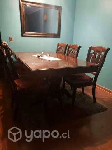 Comedor rectangula extensible 6 sillas 2 sitiales