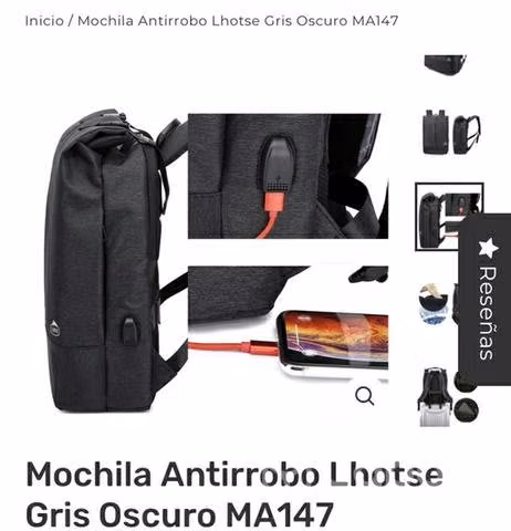 Mochila Antirrobo Lhotse Gris Oscuro MA147
