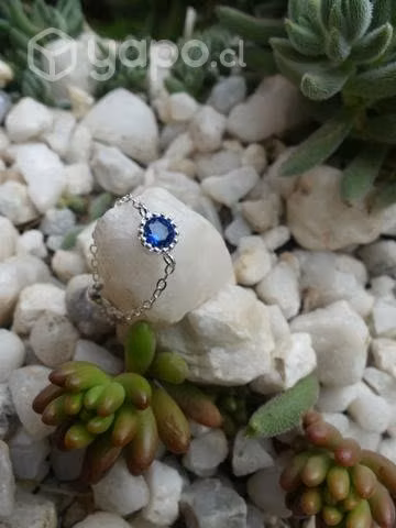 Anillo ajustable Circón Zafiro plata Italiana 925