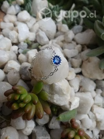 Anillo ajustable Circón Zafiro plata Italiana 925