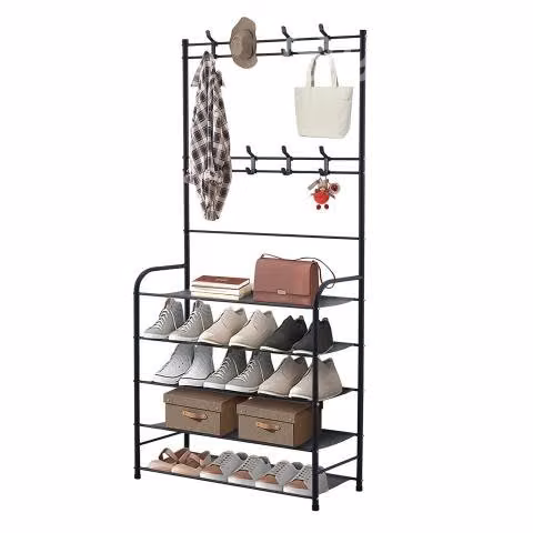 Rack Estante Organizador Colgador 4 Niveles Negro