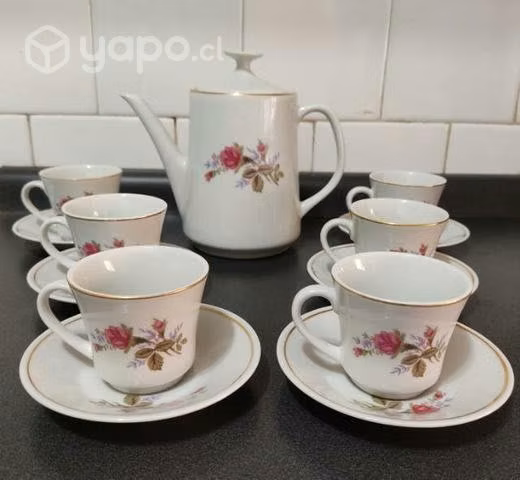 Juego tazas café, de loza