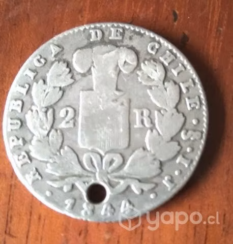 Moneda 2 reales 1844