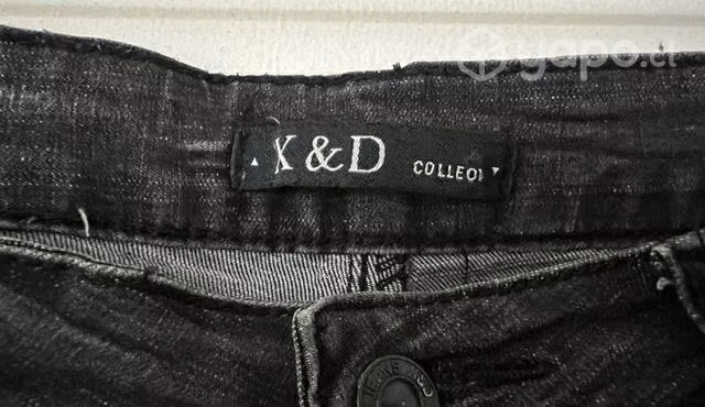 Short Elásticado Marca X&d Talla 40 Jeans Negro