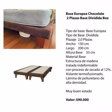 Base Europea Chocolate 2 Plazas Base Dividida Box