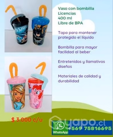 Vaso con Bombilla Licencias 400 ml
