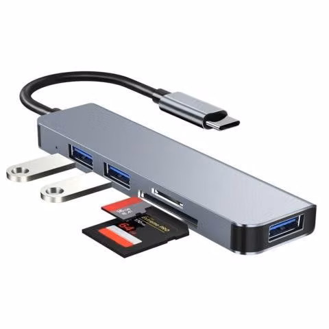 HUB Tipo C 5 en 1 con 2 Lectores Tarjeta USB - Imagen 4