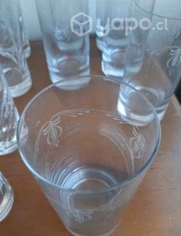 6 vasos cristal diseño grabado - Imagen 2