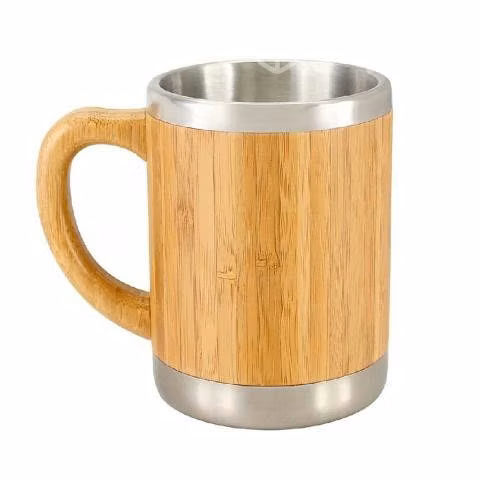 Mug Taza Madera Bambú Con Asa Ecológico 350 cc