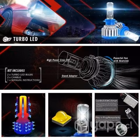 Luces Turbo Led Multi Voltaje C/ Canbus 35w 8000 L