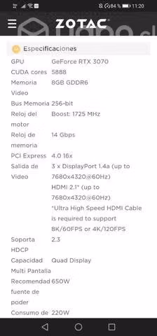 RTX 3070 ZOTAC twin edge oc 8 gb - Imagen 3
