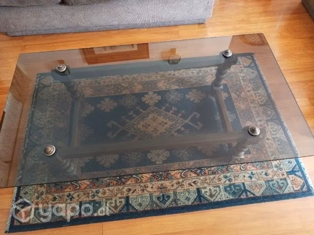 Mesa de centro ,madera y cubierta de cristal 1 cm