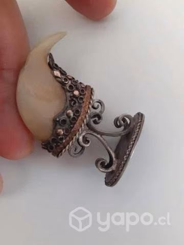 Garra de león engarzada en un sello d plata y oro