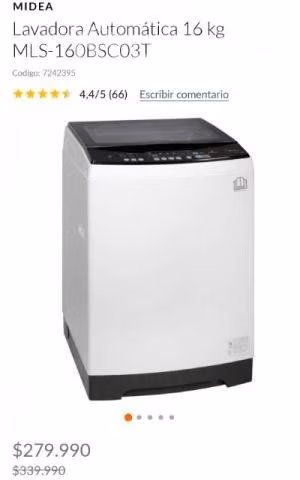 Lavadora midea 16kg