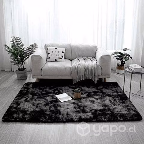 Alfombra peluda negro jaspeado de 150x200