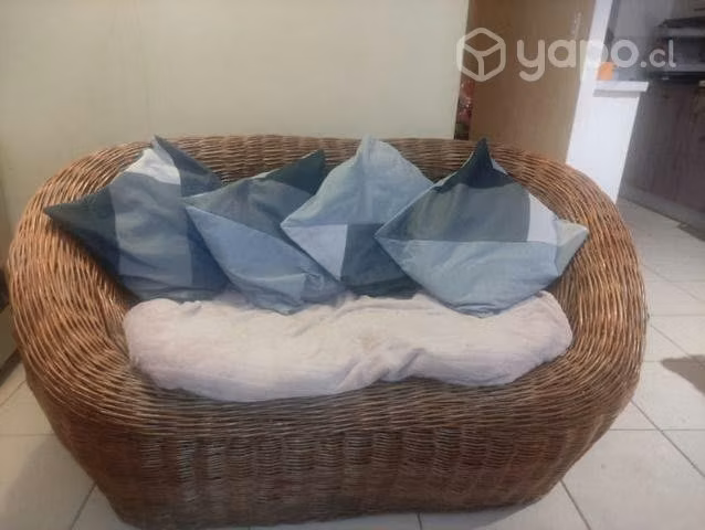 Juego living mimbre con mesita