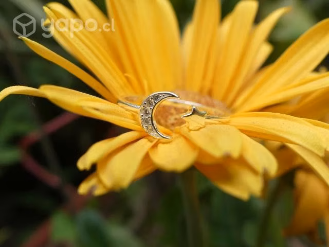 Anillo media luna estrella. Plata Italiana ley 925