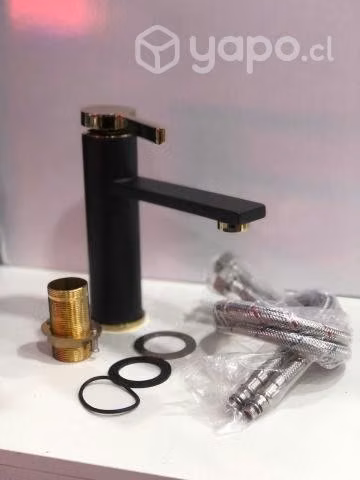 Llave Monomando Negro Mate con Dorado - Imagen 2