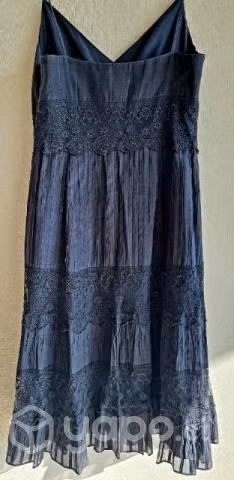 Vestido fiesta Ann Taylor, azul, con seda/encaje