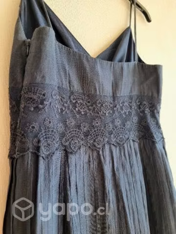 Vestido fiesta Ann Taylor, azul, con seda/encaje