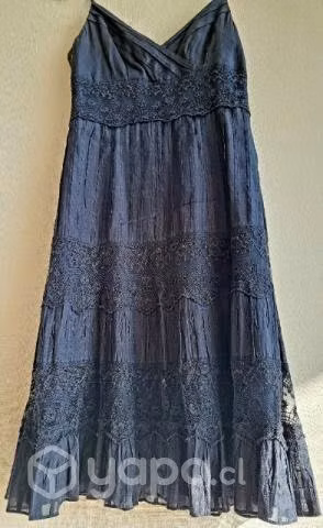 Vestido fiesta Ann Taylor, azul, con seda/encaje