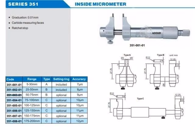 MICROMETRO INT. 5-30mm 0.01mm ACCUD