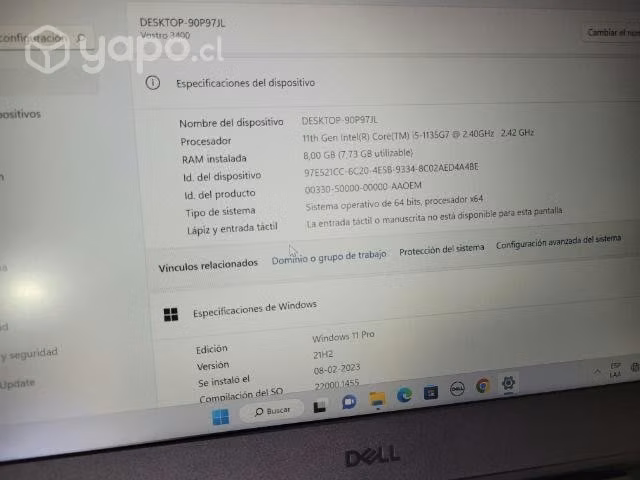 Dell vostro i5 11va ssd 256 gb pantalla FHD - Imagen 3