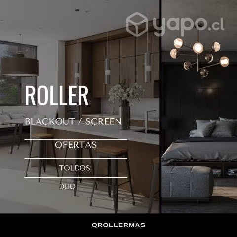 Cortinas Roller Blackout, Sun Screen, Duo