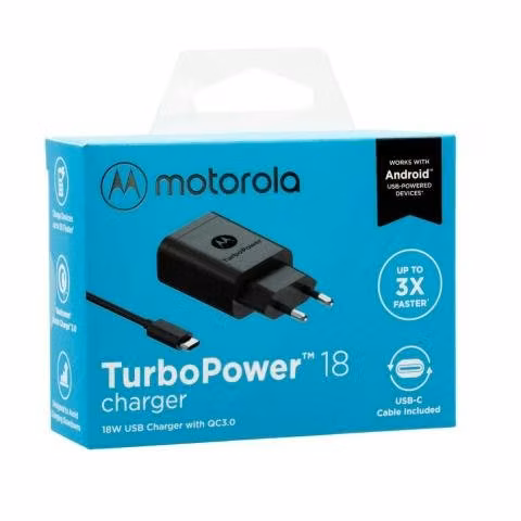Cargador de pared turbo power motorola 18w usb a c