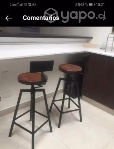 Taburetes Rústicos metál madera con Respaldo