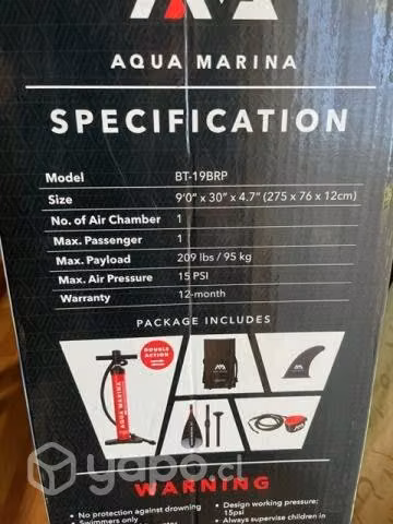E Tabla de SUP, con todos sus accesorios