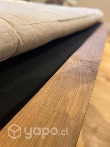 Cama en madera nativa de 2 plazas + Colchón de lan
