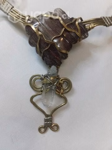 Colgante Protector Aragonita con cuarzo y semillas