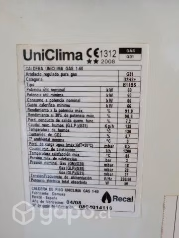 Caldera uniclima gas 1-60 - Imagen 2