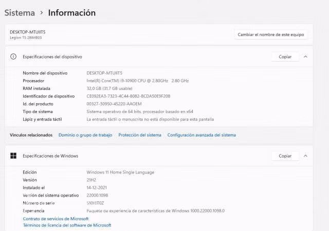 PC Gamer Lenovo i9 32GB RAM RTX3070 + Teclado y Mo - Imagen 6