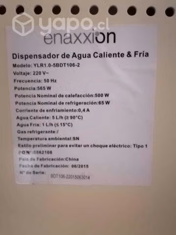 Dispensador de agua fría y caliente