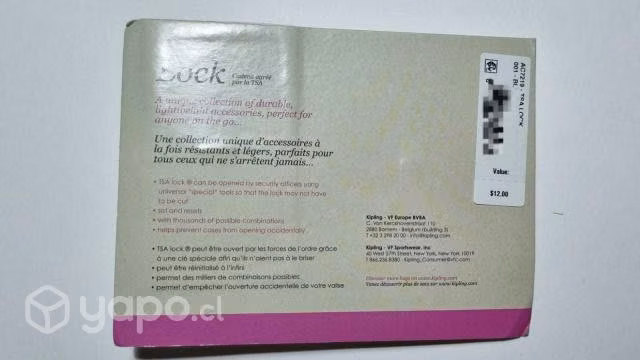 Candado con clave Kipling negro, NUEVO - Imagen 3