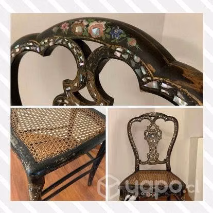Silla Isabelina con Incrustaciones de Nácar XIX - Imagen 2
